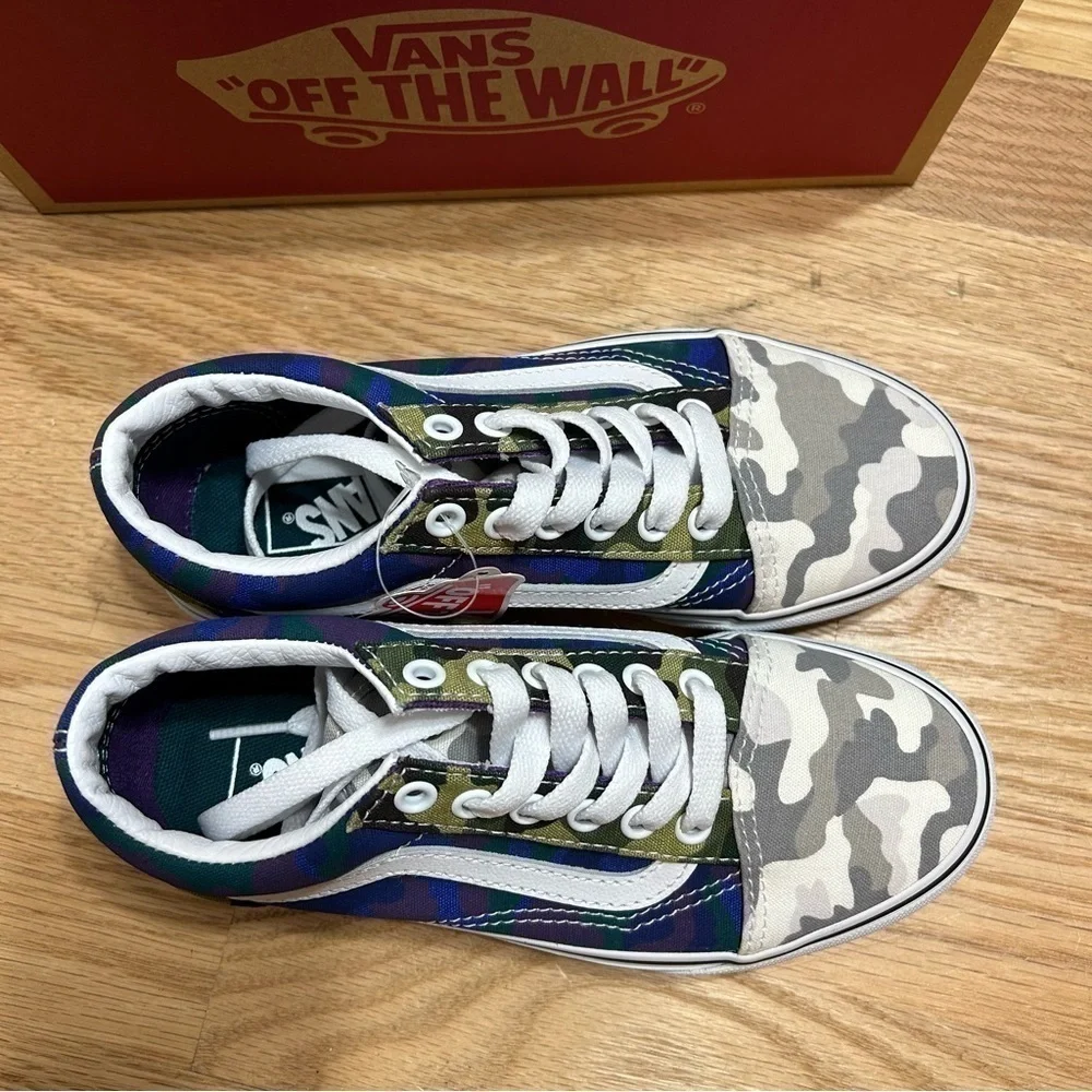 Vans Old Skool Camocollage Sneakers NEW Kids Shoes 13.5 1.5 11 Youth Blue